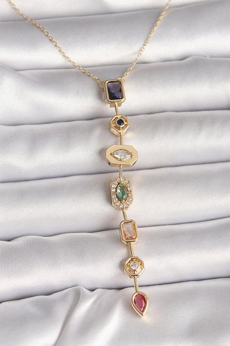 Heliophilia Silver Collar de Acero con Piedra de Circonio Dorado Heliophilia Silver Collar de Acero con Piedra de Circonio Dorado